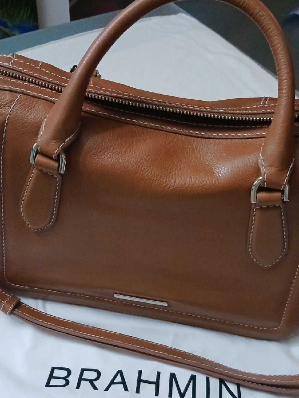 Brahmin Tan Leather MicaelaCoverly Satchel - Picture 3 of 4